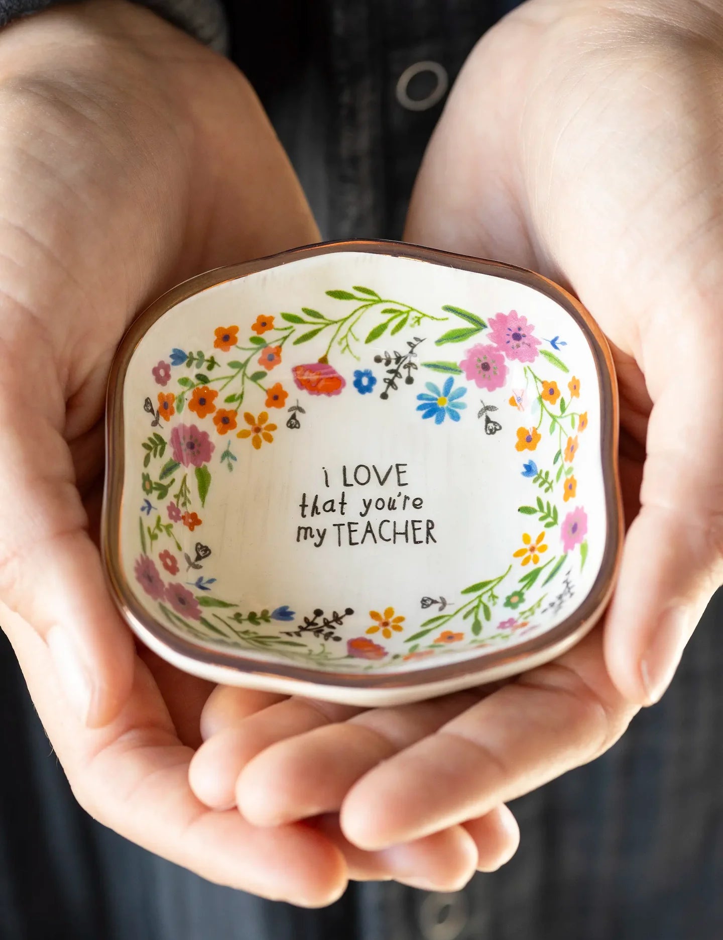 Natural Life Antiqued Trinket Bowl - Teacher - Lace and Grace Boutique