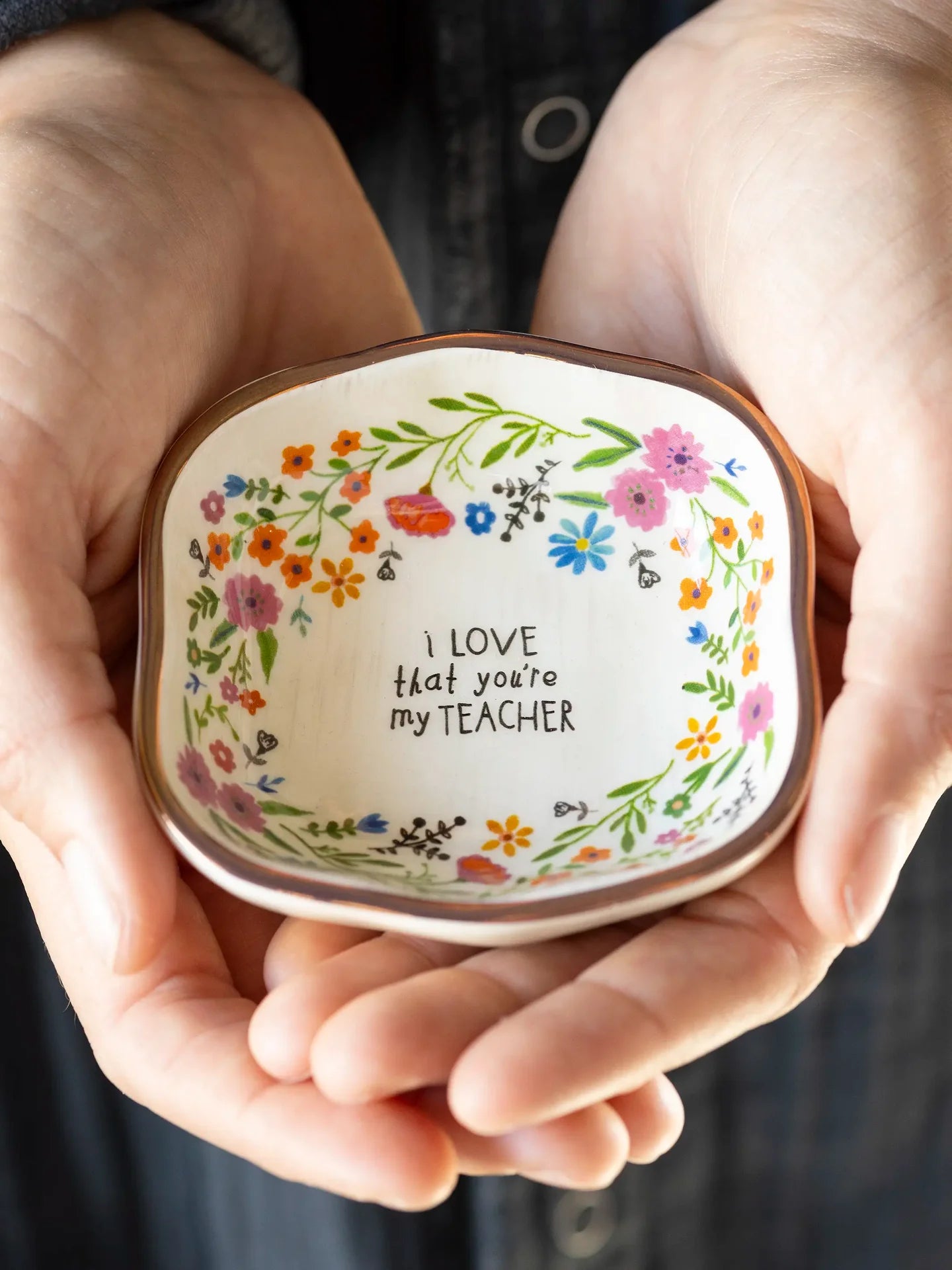Natural Life Antiqued Trinket Bowl - Teacher - Lace and Grace Boutique