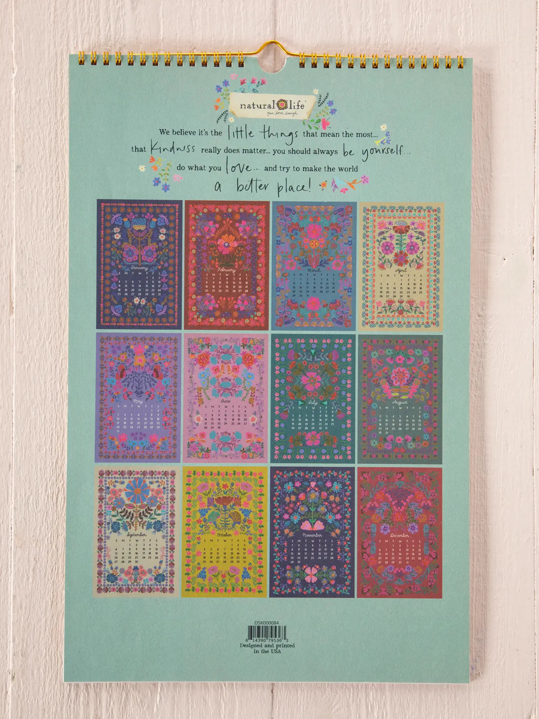 Natural Life 2026 Wall Calendar -  Navy Floral - Lace and Grace Boutique