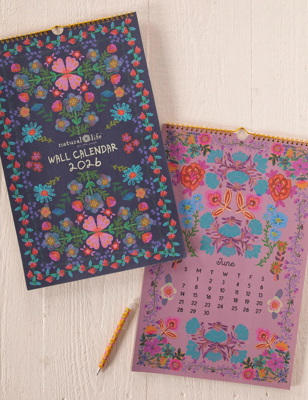 Natural Life 2026 Wall Calendar -  Navy Floral - Lace and Grace Boutique