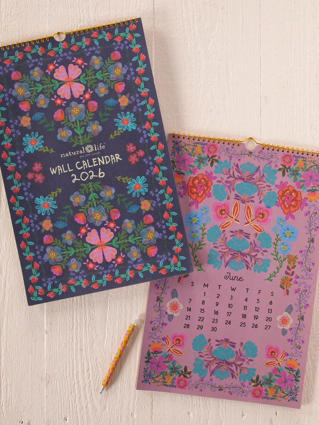 Natural Life 2026 Wall Calendar -  Navy Floral - Lace and Grace Boutique