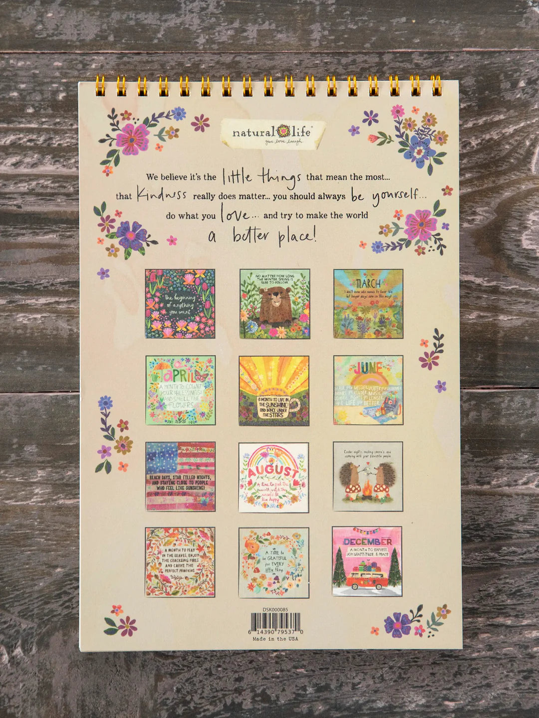 Natural Life 2026 Desk Calendar - Live Happy - Lace and Grace Boutique