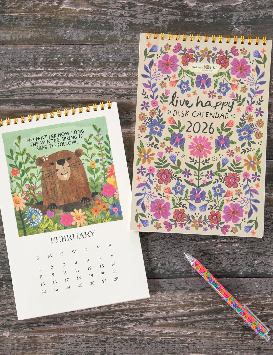 Natural Life 2026 Desk Calendar - Live Happy - Lace and Grace Boutique
