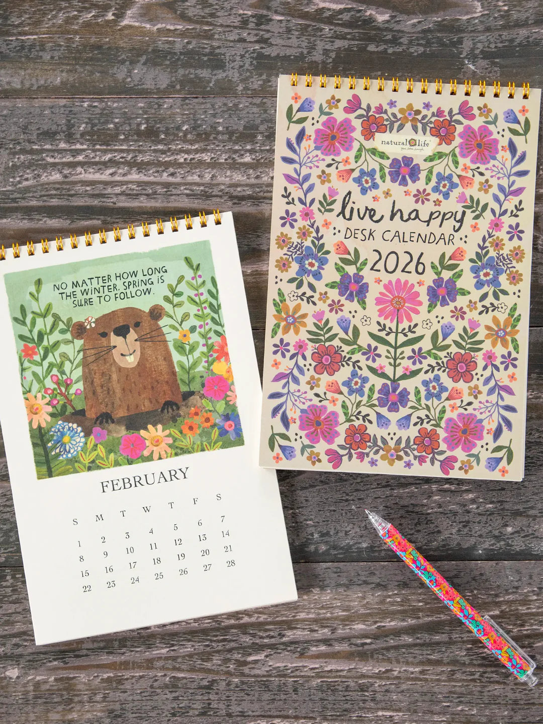 Natural Life 2026 Desk Calendar - Live Happy - Lace and Grace Boutique