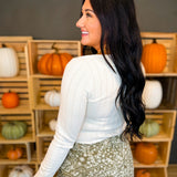 Textured Ribbed Long Sleeve Top - Ecru - Lace and Grace Boutique