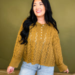Chunky Cable Knit Henley Sweater - Camel - Lace and Grace Boutique