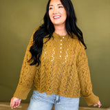 Chunky Cable Knit Henley Sweater - Camel - Lace and Grace Boutique