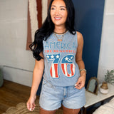 America 76 Graphic Tank Top - Mineral Vintage Blue - Lace and Grace Boutique