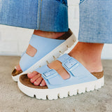 Birkenstock Arizona Pap Chunky Birko-Flor Sandal - Baby Blue - Lace and Grace Boutique