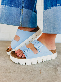 Birkenstock Arizona Pap Chunky Birko-Flor Sandal - Baby Blue - Lace and Grace Boutique