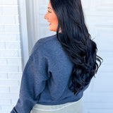 Homebody Fleece Crewneck Sweatshirt - Heather Black - Lace and Grace Boutique
