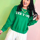 Tee Time Long Sleeve Knit Top - Green/White - Lace and Grace Boutique
