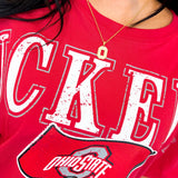 Ohio State Buckeyes Split Oversized Graphic Tee - Red
