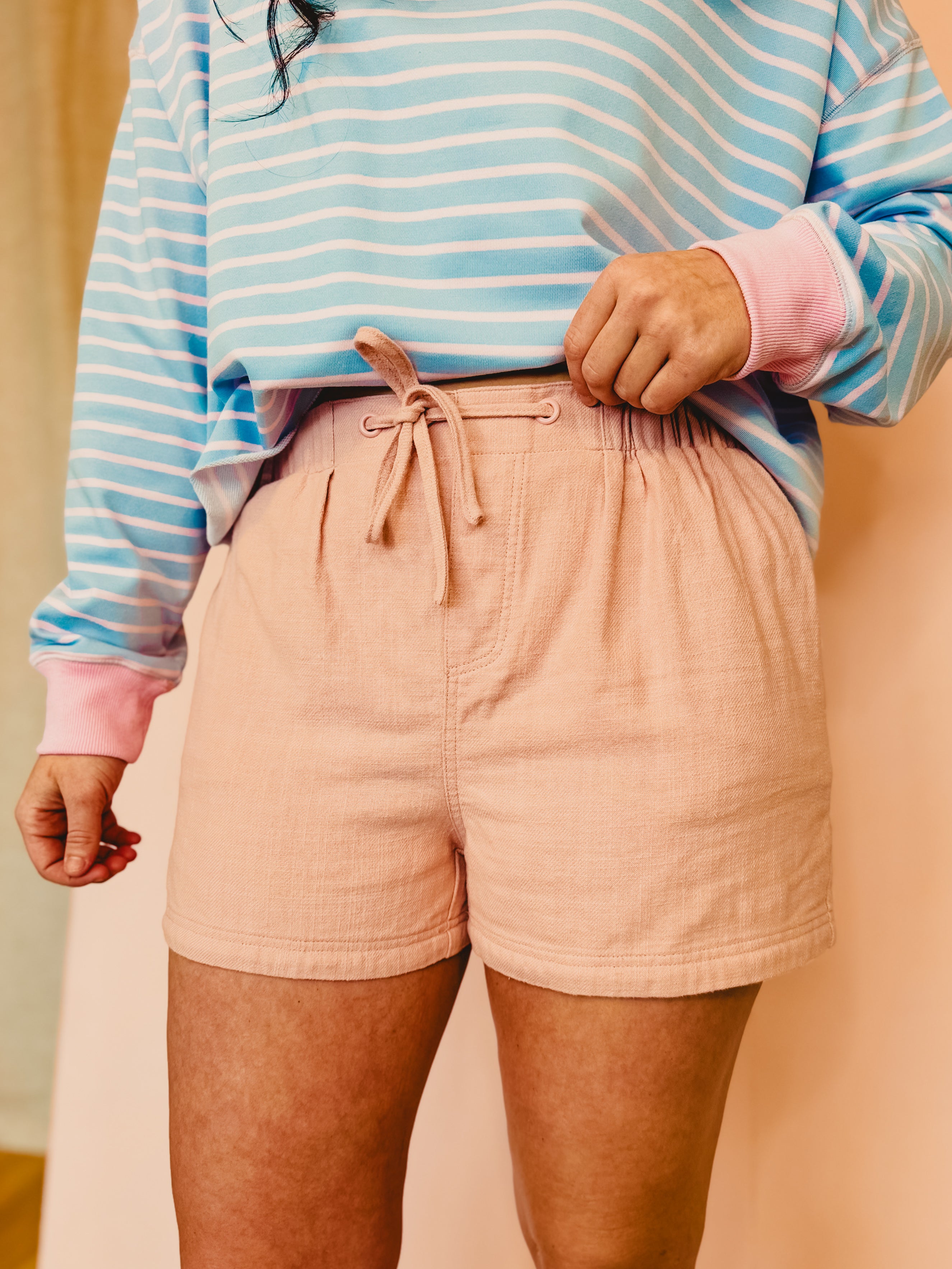 Cotton Twill Shorts - Petal Pink - Lace and Grace Boutique