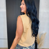 Good Bye Earl Graphic Muscle Tank - Faded Mustard - Lace and Grace Boutique
