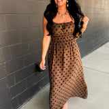 Everyday Muse Polka Dot Maxi Dress - Brown/Black