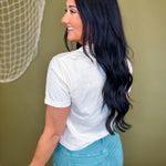 Rainbow Trout Cropped Graphic Tee - Ivory - Lace and Grace Boutique