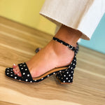 Save The Date Heel by Corkys - Black White Polka Dots - Lace and Grace Boutique