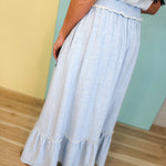 Eyelet Embroidered Midi Skirt - Chambray - Lace and Grace Boutique