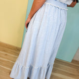 Eyelet Embroidered Midi Skirt - Chambray - Lace and Grace Boutique