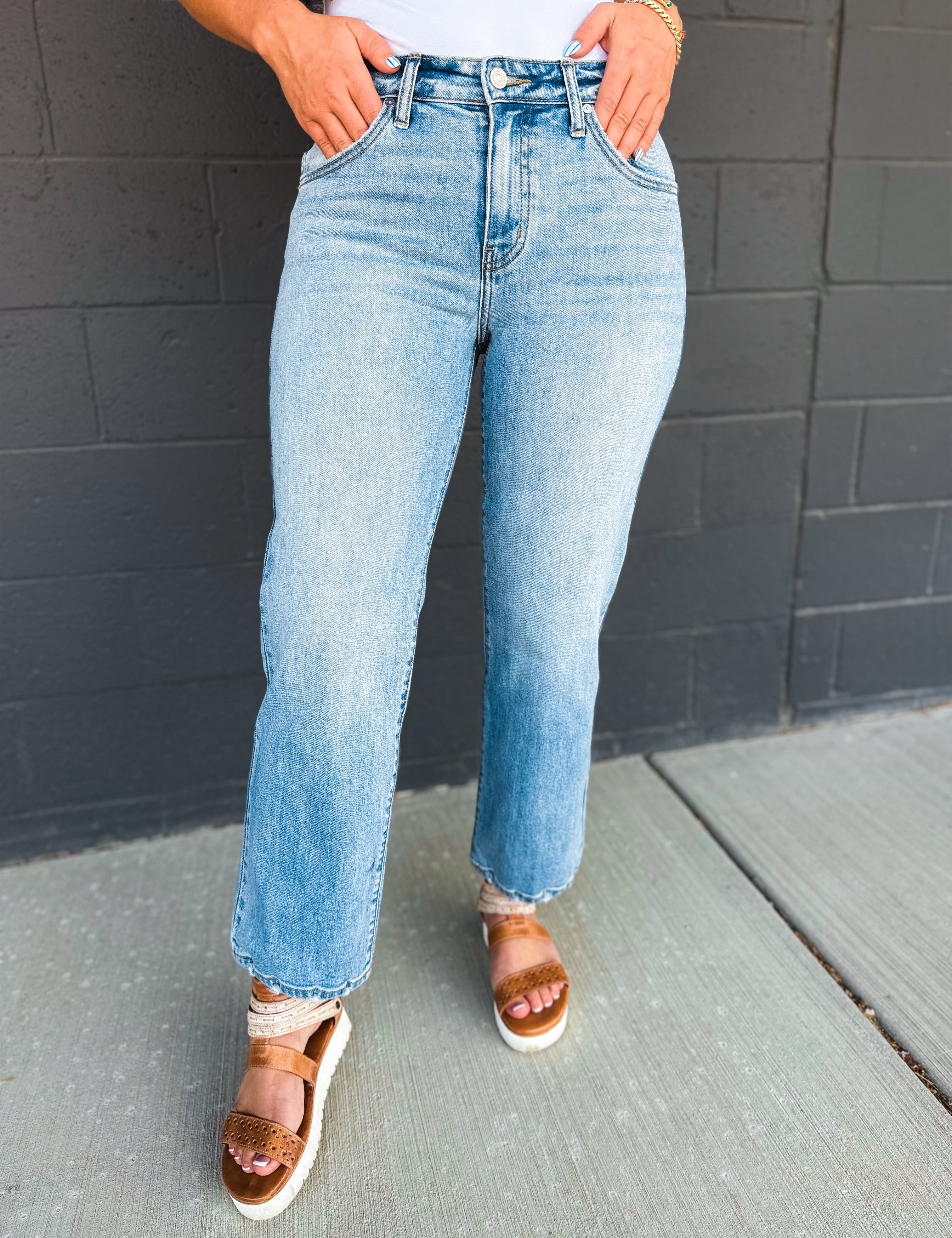 KanCan High Rise Slim Wide Jeans - Medium - Lace and Grace Boutique