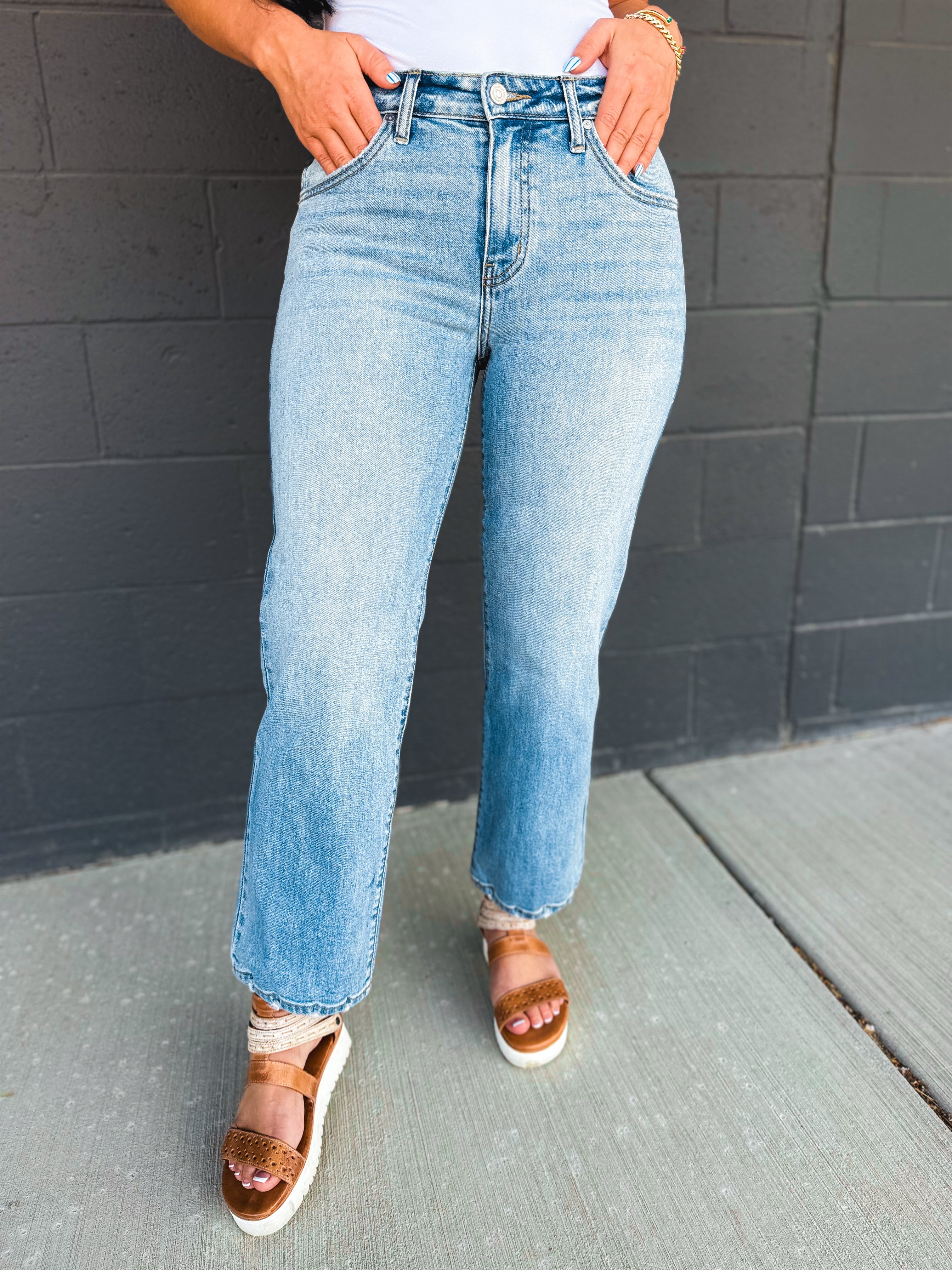 KanCan High Rise Slim Wide Jeans - Medium - Lace and Grace Boutique