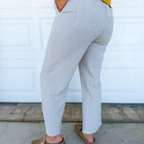 Mini Plaid Woven Drawstring Pants - Cloud/Cream