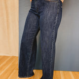 KanCan High Rise Wide Leg Jean - Dark Denim - Lace and Grace Boutique