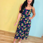 Floral Slit Midi Dress - Parisian Bloom - Lace and Grace Boutique