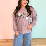 Mama Bow Crewneck Sweatshirt - Soft Purple - Lace and Grace Boutique