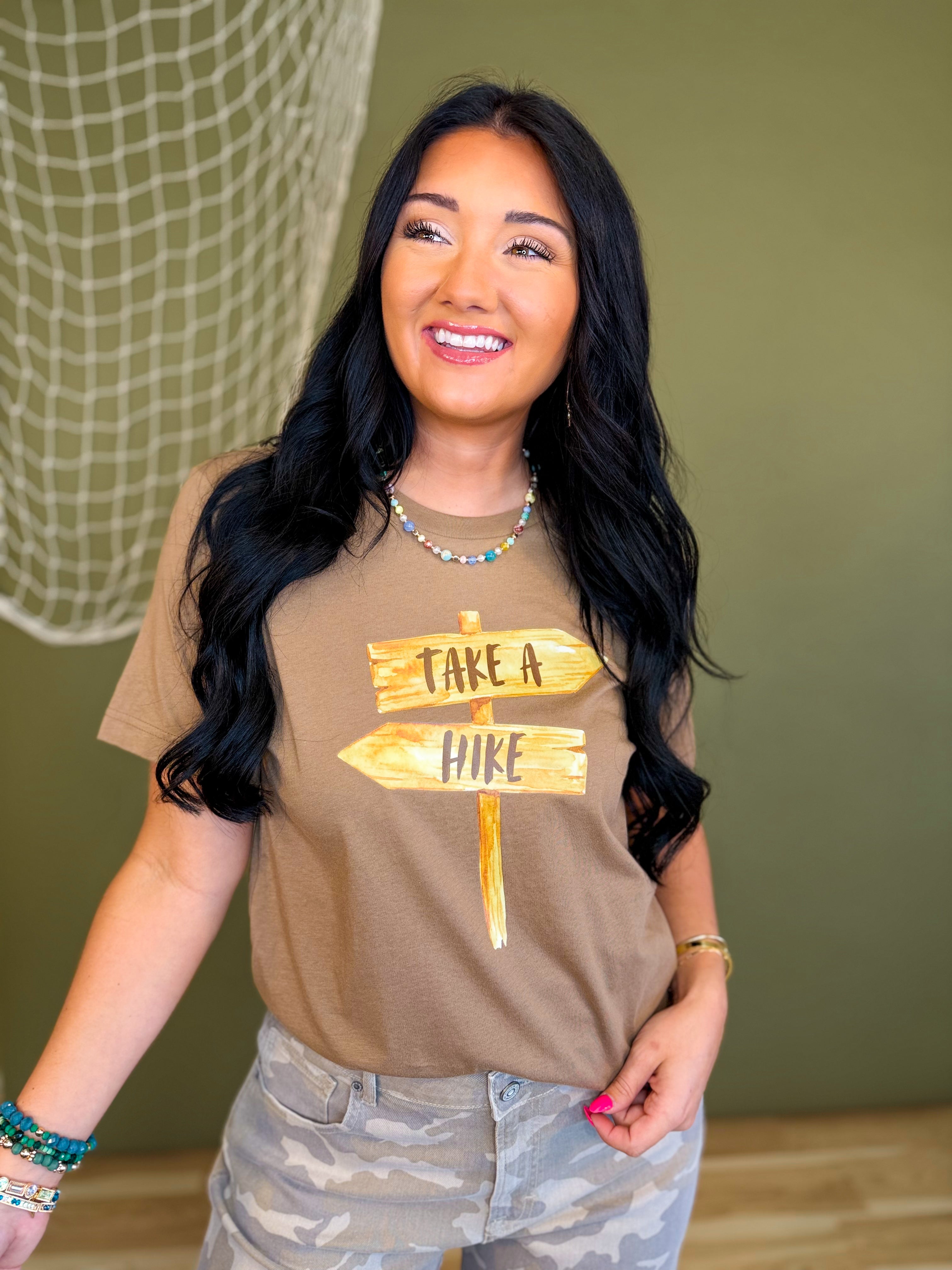 Take A Hike Graphic Tee - Vintage Brown - Lace and Grace Boutique