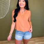 Lace Trim Swiss Dot Button Up Tank Top - Sienna - Lace and Grace Boutique