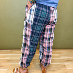 Mixed Plaid Drawstring Pants - Green Multi - Lace and Grace Boutique