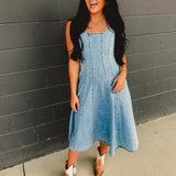 Denim Tank Midi Dress - Light Wash