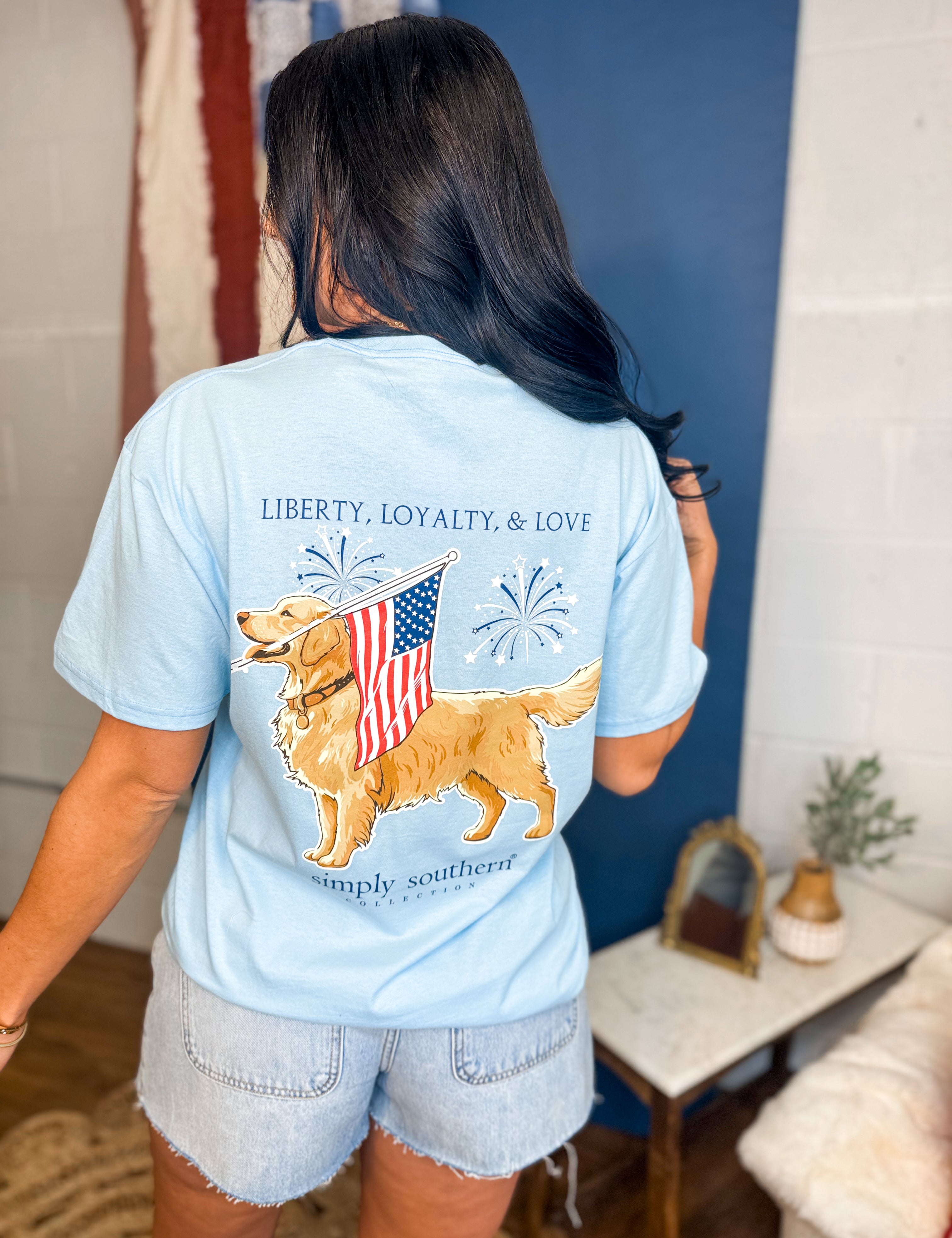 Simply Southern Liberty, Loyalty, & Love Graphic Tee - Ice - Lace and Grace Boutique