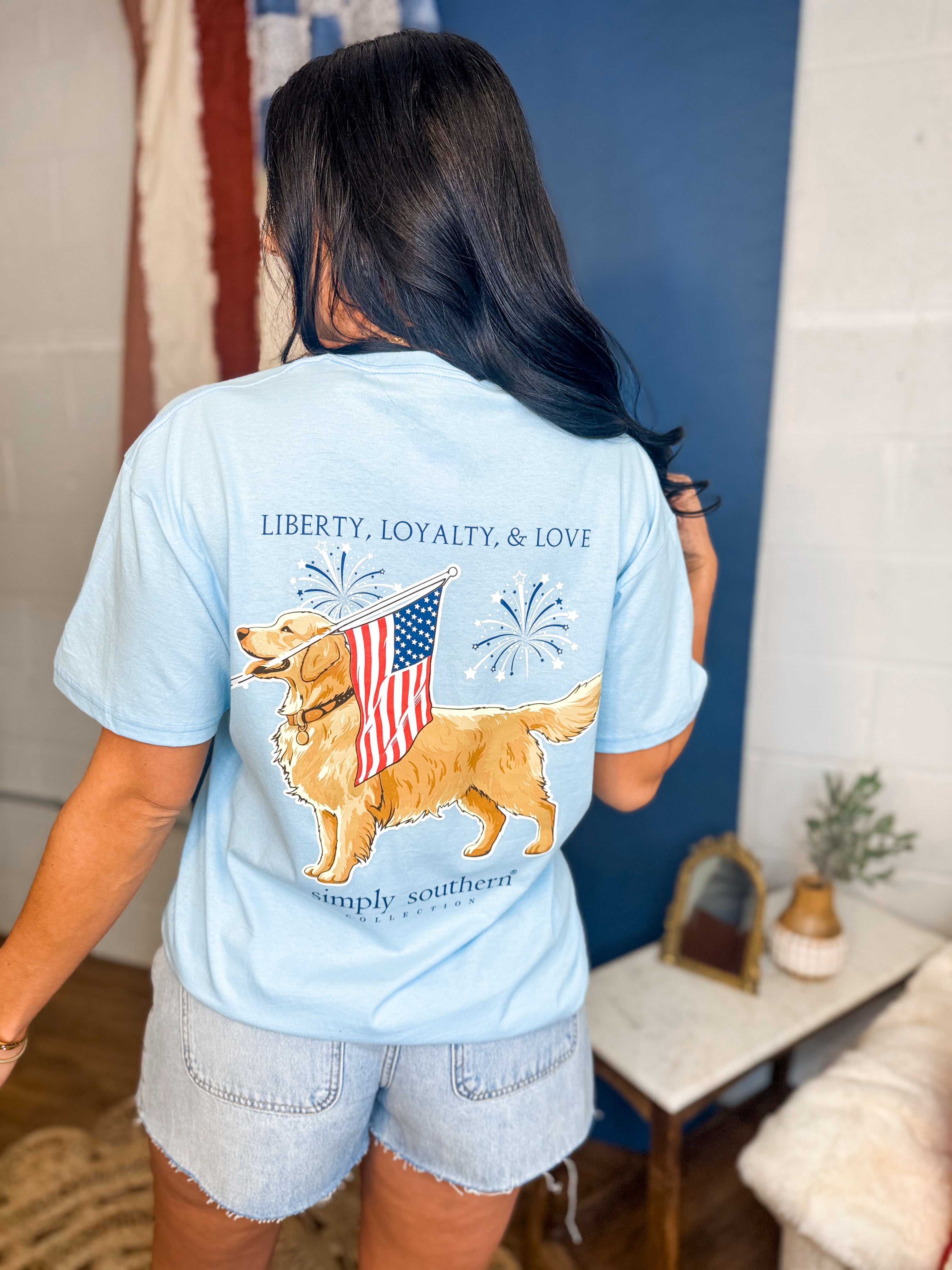 Simply Southern Liberty, Loyalty, & Love Graphic Tee - Ice - Lace and Grace Boutique