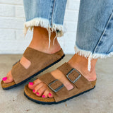 Birkenstock Arizona Suede Leather Sandal - Dark Tea