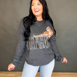 Bengals Distressed Corded Crewneck - Charcoal