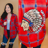 Peebles Indians Flannel - Red/Royal Blue