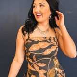 Floral Print Tied Back Tube Top - Black Multi