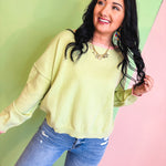 Contrast Edge Boat Neck Sweater - Matcha/Melon - Lace and Grace Boutique