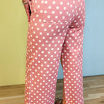Polka Dot Trouser Pants - Mauve Pink - Lace and Grace Boutique