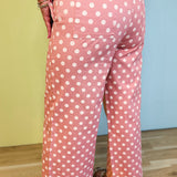 Polka Dot Trouser Pants - Mauve Pink - Lace and Grace Boutique