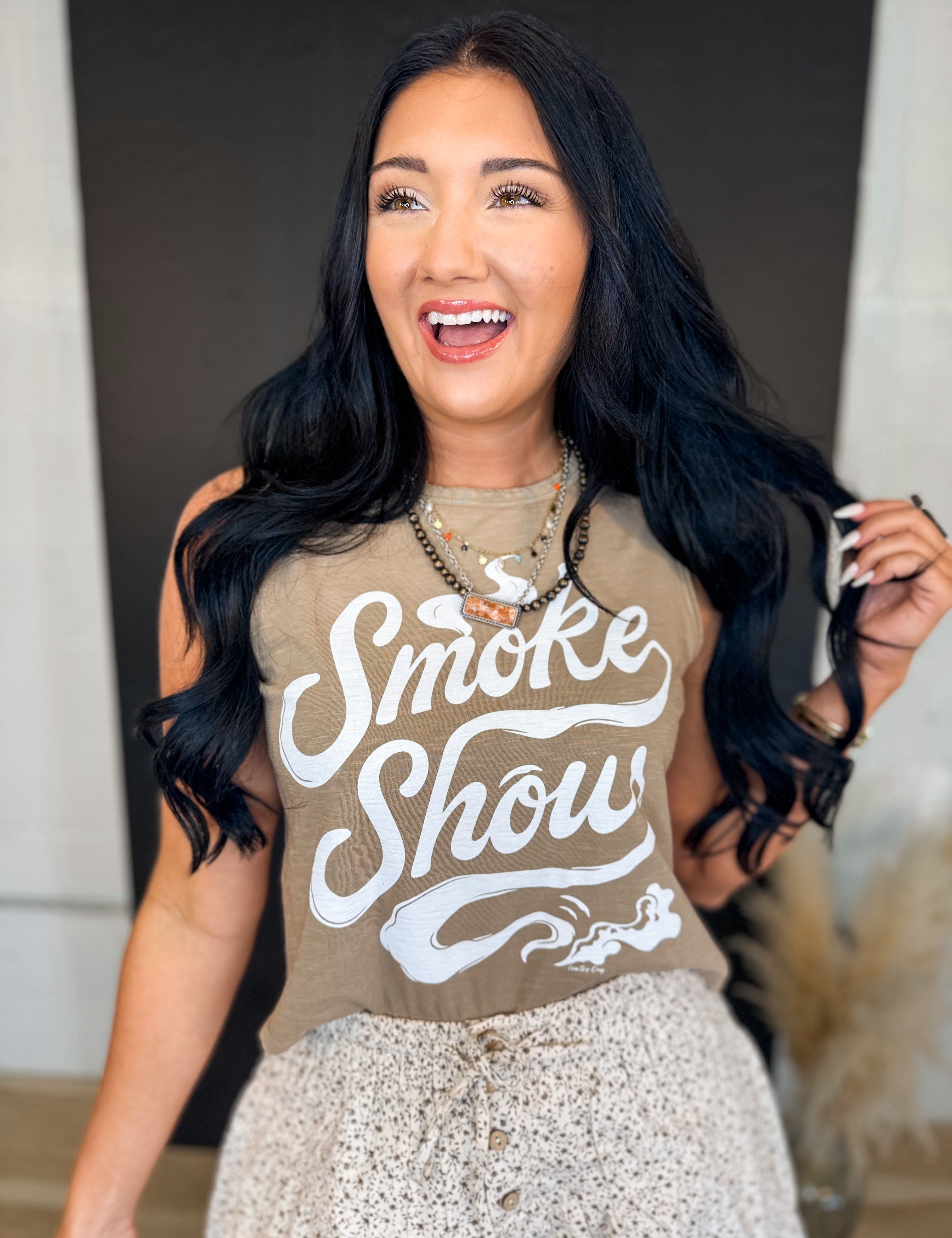 Smoke Show Muscle Crop Top - Faded Brown - Lace and Grace Boutique