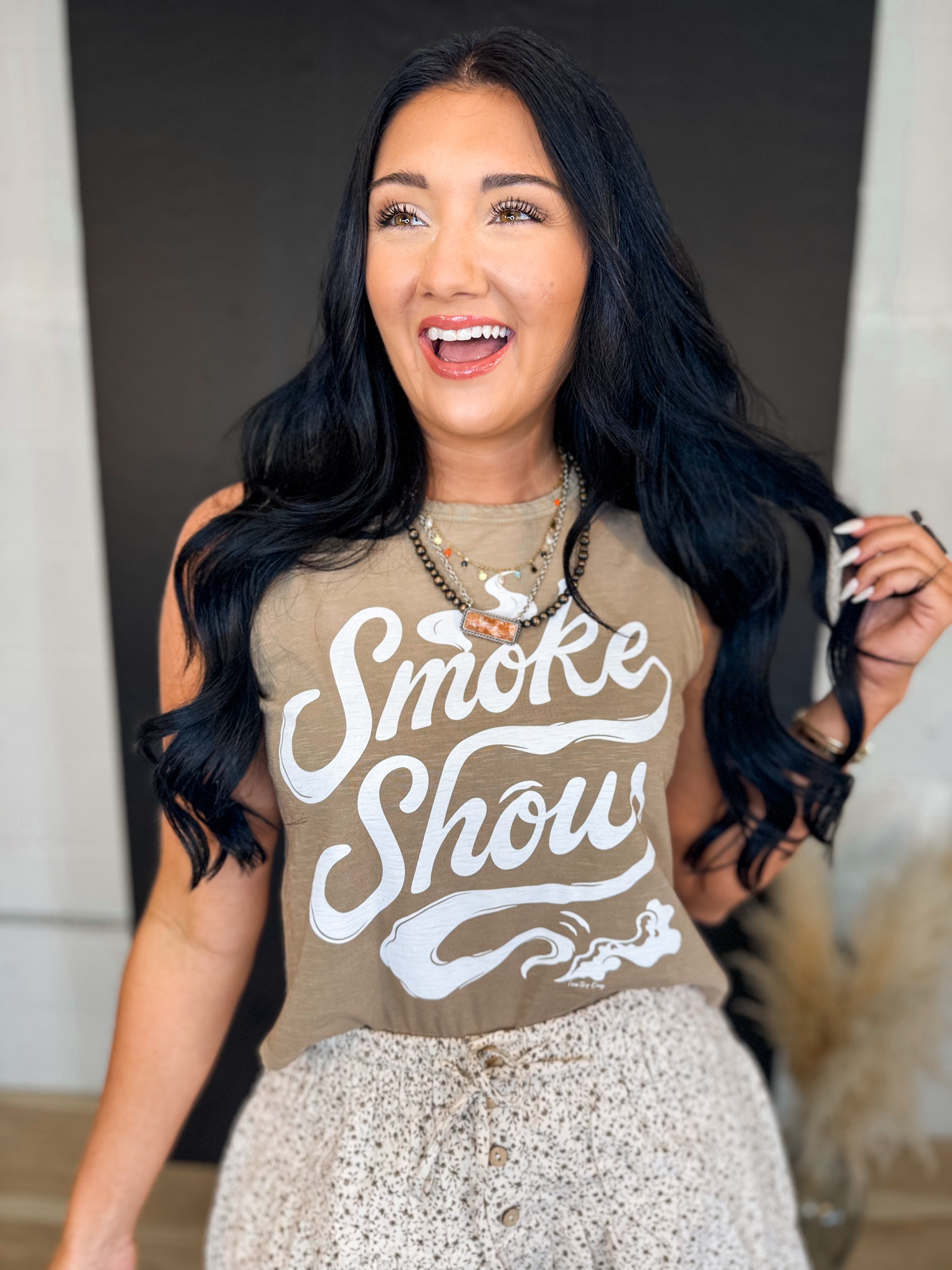 Smoke Show Muscle Crop Top - Faded Brown - Lace and Grace Boutique