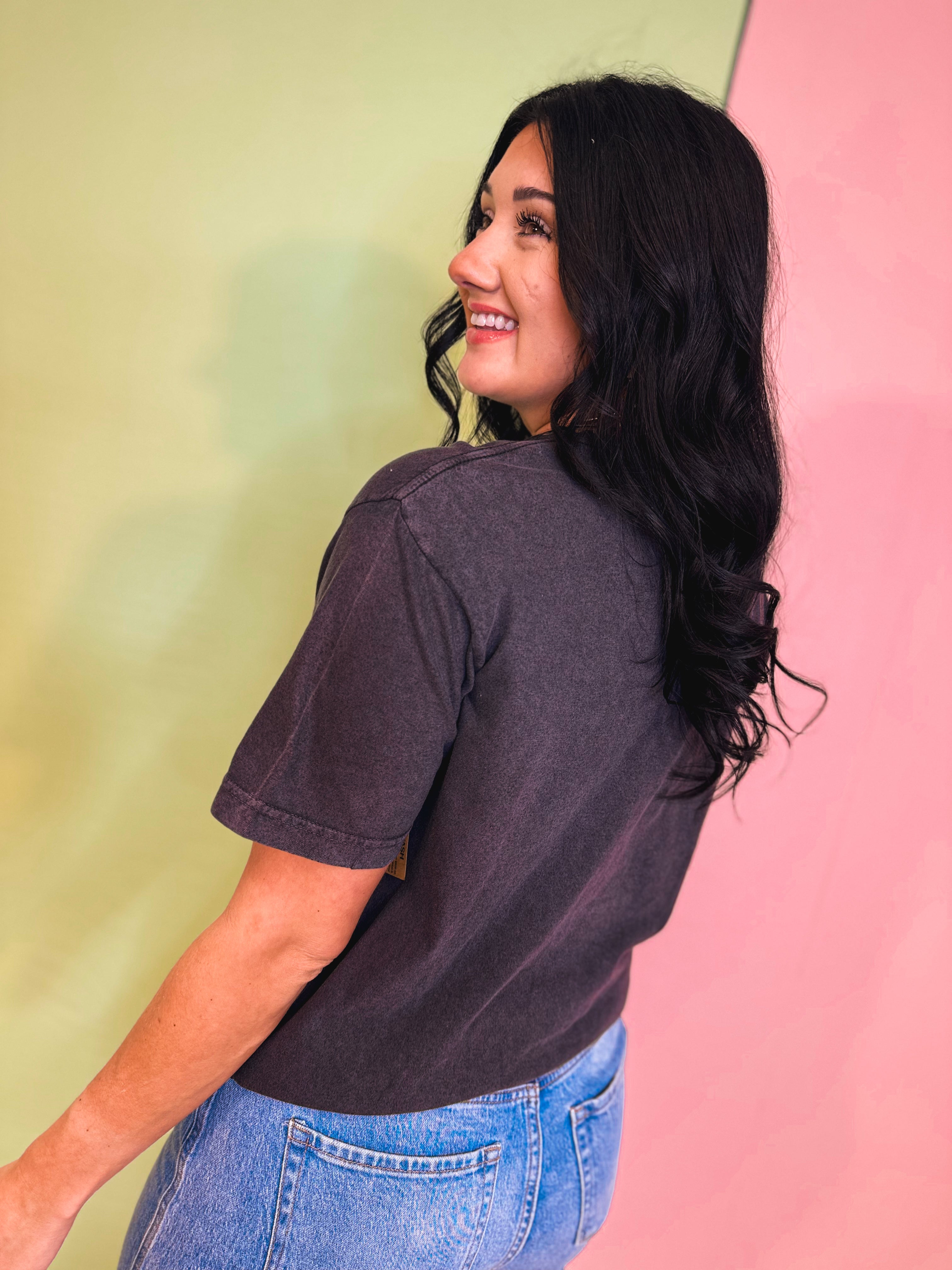 Count Your Lucky Stars Graphic Tee - Vintage Black - Lace and Grace Boutique