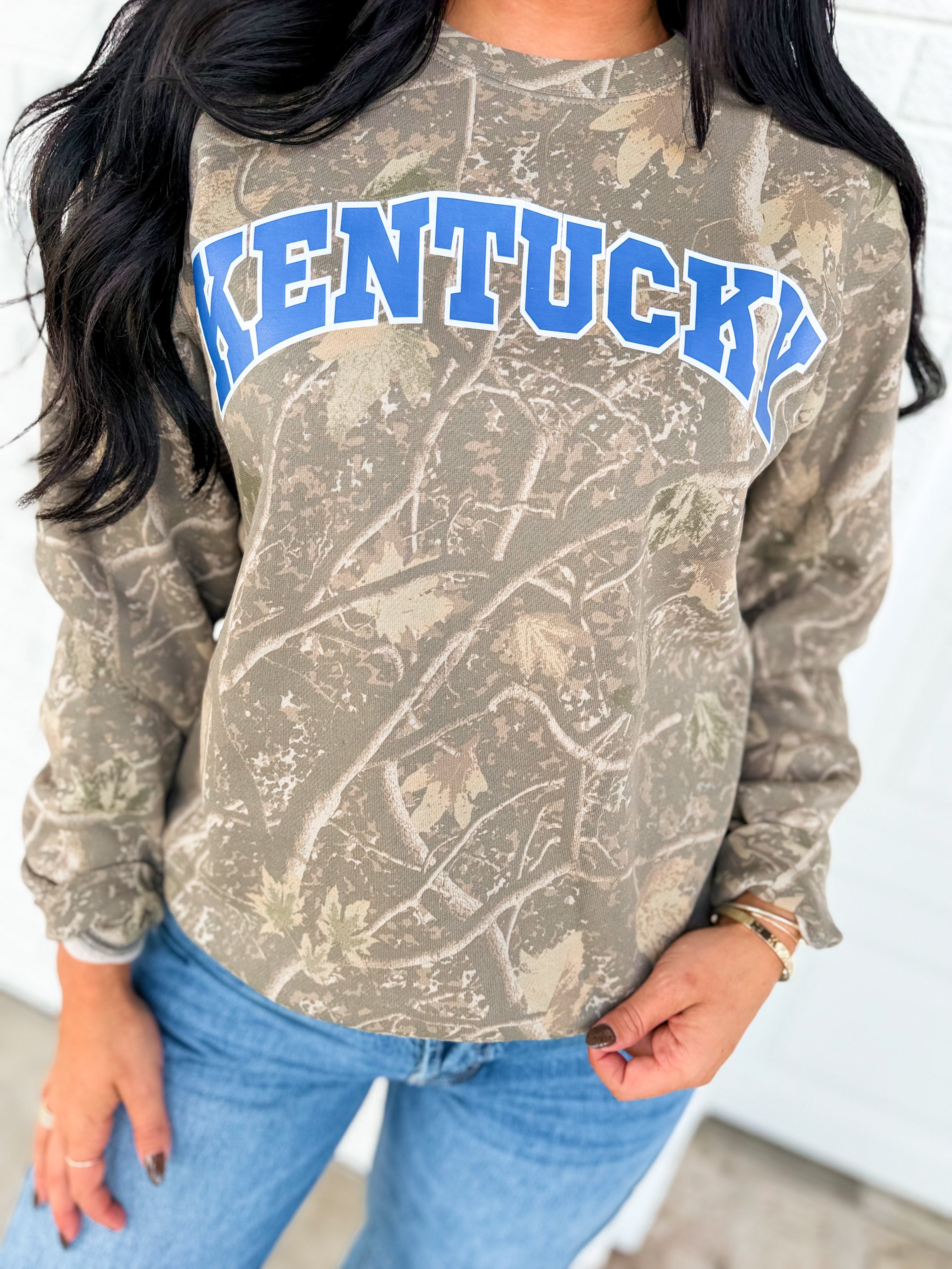 Kentucky Camo Crewneck Sweatshirt - Lace and Grace Boutique