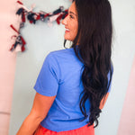 Americana USA Patchwork Graphic Tee - Flo Blue - Lace and Grace Boutique