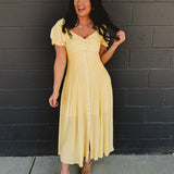 Button Down Sweetheart Maxi Dress - Lemon - Lace and Grace Boutique