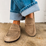 Birkenstock Naples Wrapped Suede Leather Clog - Taupe - Lace and Grace Boutique